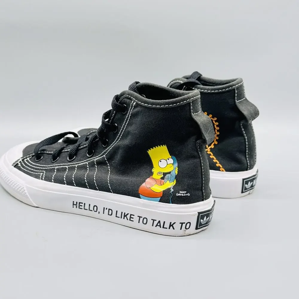 Adidas Nizza Shoes Mens 5 Simpsons Bart Moe Collection Black High Top Sneakers